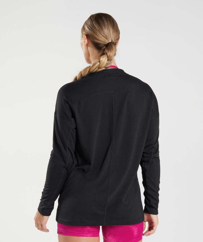 Women's Gymshark GS Power Long Sleeve T-Shirts Black | CA A37816